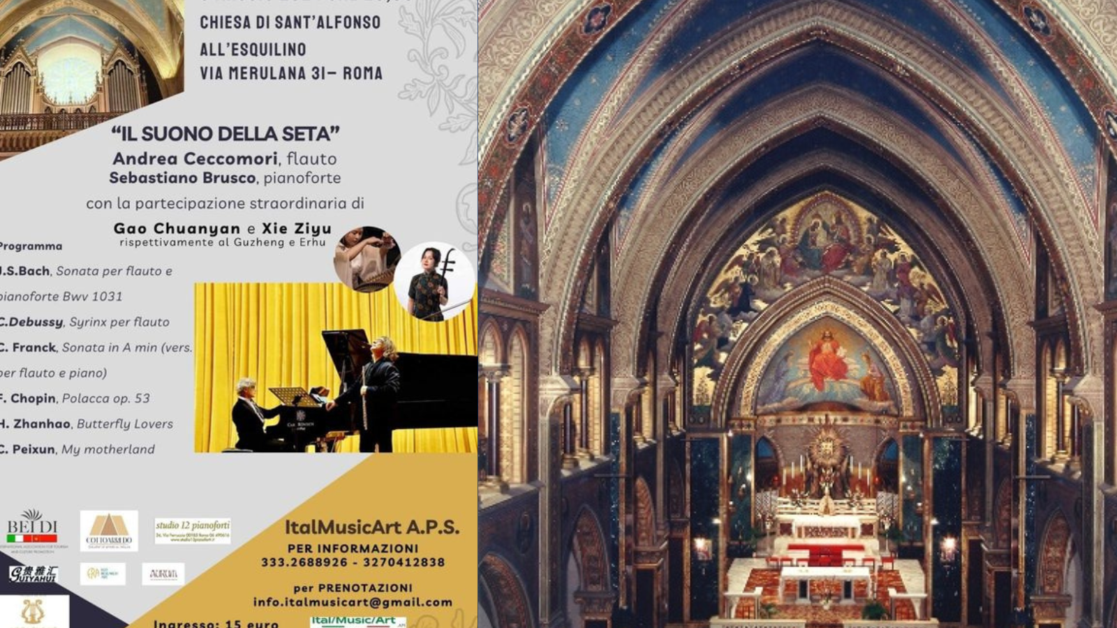 5/5/24 “Il suono della seta” Concerto per pianoforte e flauto presso la Chiesa di Sant’Alfonso all’Esquilino